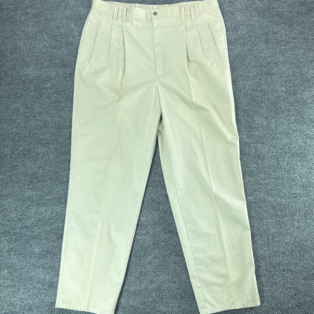 VTG Loafers by Reed St James Mens 40x32 Khaki Pleated Chino Pants Tan Cotton